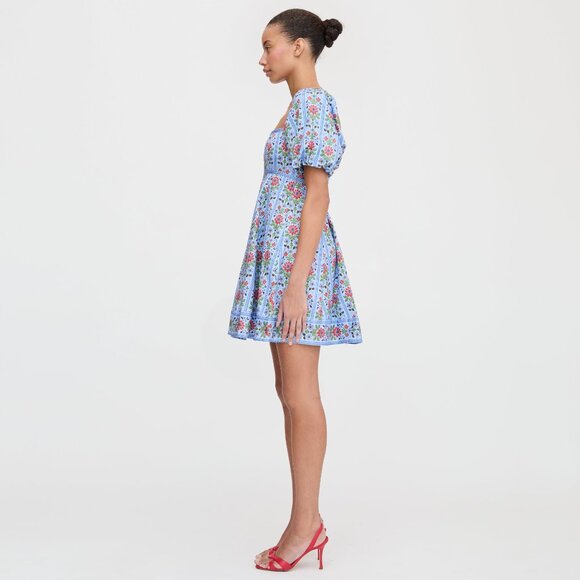 SO CUTE! Hill House The Matilda Mini Dress - Blue Floral Block Stripe - Picture 3 of 3